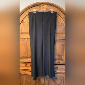 Wide leg dress pants. Grey with  subtle plaid of blue.